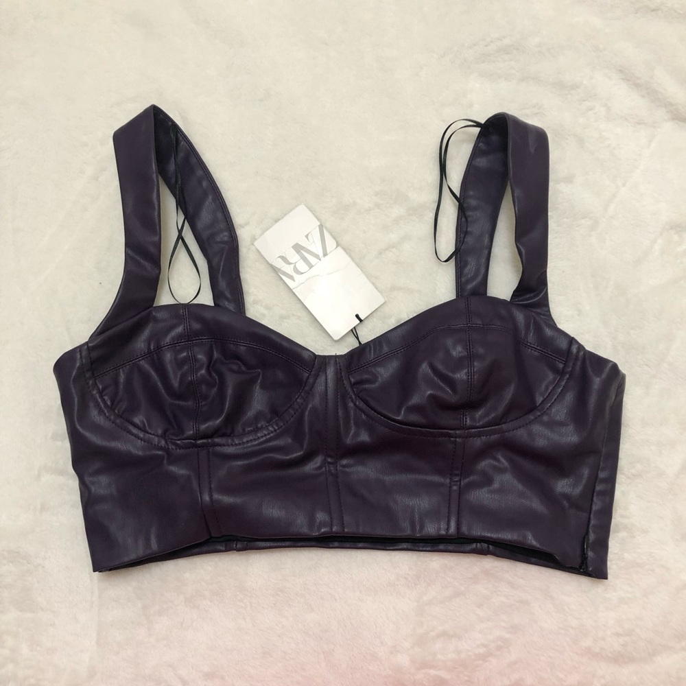 Purple leather crop top